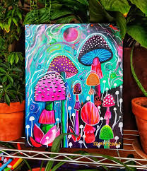 Find great deals on ebay for mushroom paintings. Diverse Mushroom Family Psychedelic Trippy Original Acrylic Etsy Trippy Painting Painting Art Projects Psychedelic Drawings