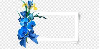 The image is png format with a clean transparent background. Desain Bunga Blue Flower Bouquet Frames Flower Biru Merangkai Bunga Png Pngegg