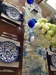 Blue And White Table Blue Table Runner White Table Settings White Table