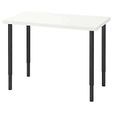 Linnmon Olov Desk White Black Ikea In 2021 White Desks Ikea White And Black