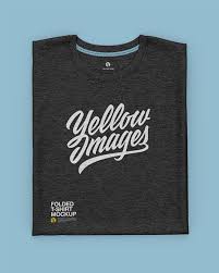 Download Heather Folded T Shirt In Apparel Mockups On Yellow Images Object Mockups