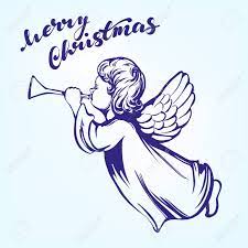 天使は飛ぶし、トランペット、キリスト教の手描きの背景イラスト スケッチの宗教的なシンボルを再生のイラスト素材・ベクター Image 90324912