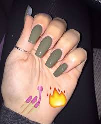 Acrylic nail tips and nail tip glue. Ariananicolexo Green Acrylic Nails Fall Acrylic Nails Olive Nails