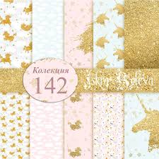 Unicorn Digital Paper Children Gold Scrapbook Background Pink Etsy Digital Paper Scrapbook Background Paper Child