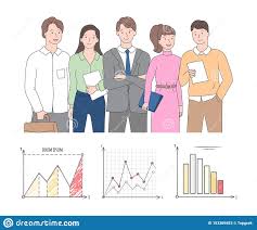 Chart Report Cartoon Character Colleagues Vector Stock