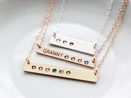 Birthstone Bar Necklace Birthstone Necklace For Mom Gold Etsy Birthstone Bar Necklace Gold Bar Necklace Gold Bar Necklace Personalized