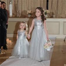 Flower Girl Petal Dress Shiny Cheap Silver Flower Girl Dresses For 2015 Wedding Floor Flower Girl Dress Lace Long Flower Girl Dresses Sequin Flower Girl Dress
