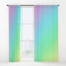Pastel Rainbow Window Curtains Rainbow Girls Room Pastel Room Rainbow Bedroom