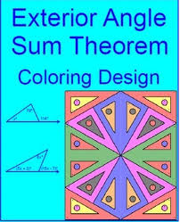 Triangles Exterior Angle Sum Theorem 1 Coloring Activity Exterior Angles Color Activities Theorems