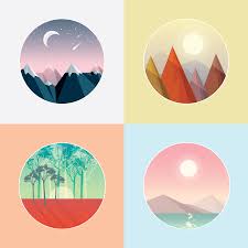 Https Www Vectorstock Com Royalty Free Vector Set Of Smooth Polygonal Landscape Desig Illustration Design Illustrator Inspiration Graphic Design Illustration
