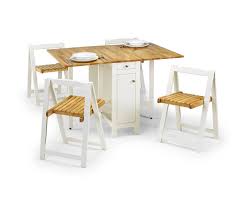 Julian Bowen Savoy White With Natural Oak Dining Table With 4 Chairs Folding Dining Table Dining Table Chairs Compact Table And Chairs