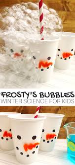 Winter Bubble Science And Winter Stem With Bubbles Easy Snowman Theme Science Stem Activities Preschool Winter Science Experiments Winter Activities For Kids
