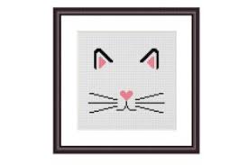 Kawaii cross stitch 80 cute simple patterns: Cat Face Cross Stitch Cute Animals Grafik Von Tango Stitch Creative Fabrica