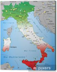 Carte des trains en italie. Tableau Sur Toile Carte De L Italie Avec Les Couleurs Nationales Pixers Nous Vivons Pour Changer