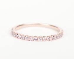 Light Pink Sapphire 14k Rose Gold Wedding Band Gemstone Wedding Bands Gold Diamond Wedding Band Diamond Wedding Bands