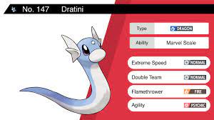 Random Pokemon Bot on X: Dratini Ability: Marvel Scale Moves: Extreme Speed,  Double Team, Flamethrower, Agility #pokemon #Dratini  t.coq4W5upCX6j  X
