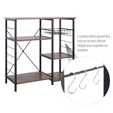 Vasagle bibliothèque, étagère de rangement, style industriel, 5 niveaux, montage facile, pour salon, chambre, bureau, vintage par songmics style industriel : Homcom Etagere De Cuisine Etagere De Micro Ondes Style Industriel Multi Rangements Dim 90l X 38l X 88h Cm Pieds Ajustable Metal Mdf Noir Bois Meubles Xn 12c8dl6c0e2ad Cuisine