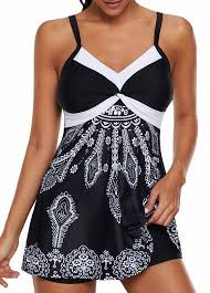 Twist Front Printed Swimdress And Shorts Modlily Com Usd 29 81 Swim Dress Casual Skirt Outfits Beachwear