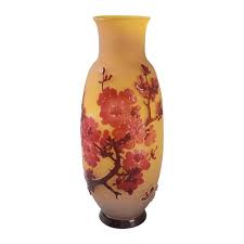 French Art Nouveau Fleurs De Pommier Cameo Glass Vase By Emile Galle Vase Mid Century Modern Furniture Antique Vase