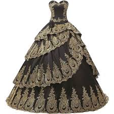 Black And Gold Ball Gown Gothic Black And Gold Lace Cake Ball Gown Prom Evening Quinceanera 290 Liked On Polyvore Feat Tiered Prom Dress Cocktail Dress Lace Gold Cocktail Dress
