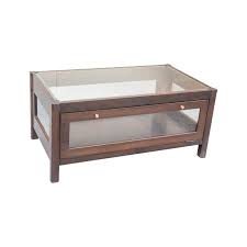 Glass top coffee table with display wine storage rack. Coffee Table Display Case Country Charm Mennonite Furniture