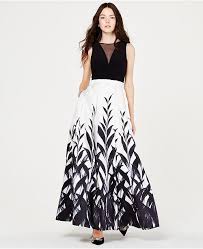 Black And White Dresses Juniors Morgan Company Juniors Black White Printed Gown Created For Macy S Reviews Dresses Women Macy Black And White Gown Fashion Dresses With Leggings