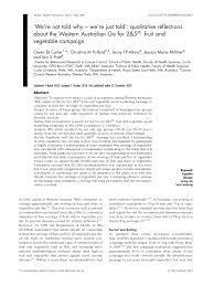 Please see our email us page. Pdf We Re Not Told Why We Re Just Told Qualitative Reflections About The Western Australian Go For 2 5 Fruit And Vegetable Campaign
