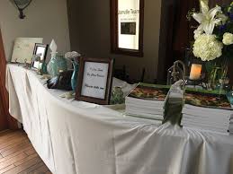Memory Table Ideas Memory Table With Ways To Incorporate Guests Offering Cook Books And A World Map With Pi Celebration Of Life Memory Table Memorial Service