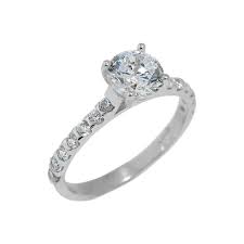 Sterling Silver Ladies Engagement Ring With Cubic Zirconia Silver Engagement Rings Rose Gold Engagement Ring Vintage Engagement Rings
