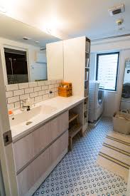 ファミリー インダストリアル マンションリノベーション事例 suvaco スバコ マンション リノベーション バスルームの化粧台 インダストリアル