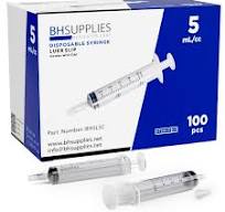 Bulk Case: 5mL Sterile Luer Slip Cap Syringes: 16 Boxes of 100 (1600pcs)