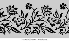 Black And White Floral Pattern Border Pin On Stencil