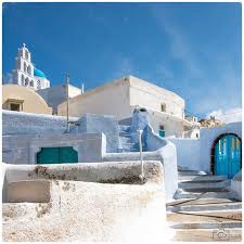 Ile De Santorin Maison Bleue Ile De Santorin Santorini Murs Bleus