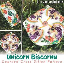 153 x 153 (please note that if any side of a 'stitch' contains backstitch, my software counts this as a stitch, so this is really 151 x 151 actual stitch squares) on 14 count this measures: Tiny Modernist Unicorn Biscornu Tiny Modernist Cross Stitch Unicorn Biscornu