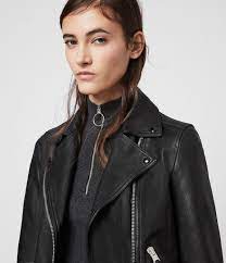Allsaints Uk Womens Dalby Leather Biker Jacket Black Leather Jackets Women Leather Jacket Leather Women