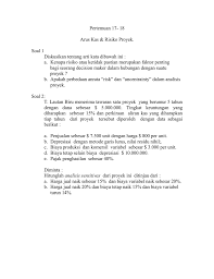 Pertemuan 17 18 Arus Kas Amp Risiko Proyek Soal 1