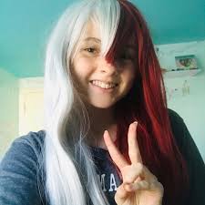 Red White Wig With Bangs Long Anime Wigs Two Tone Long Straight Hair  Cosplay Wigs for Costume Party Unisex Wig