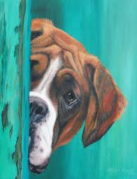 Black And White Boxer Dog Art Pin By Emma Palmer On Schilderen Folk Art Painting Dog Paintings Dog Art