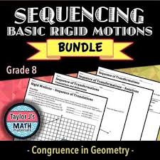 Sequencing Basic Rigid Motions Worksheet Bundle Math Guided Notes Math Materials Math Lessons Middle School