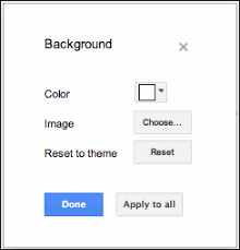 One example is the option to change the background color of your document. Add A Theme Or Background Image Docs Editors Help