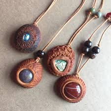 Carved Avocado Stone Pendant With Agate Unisex Necklace Natural Jewelry Stone Pendants Nature Jewelry Unisex Necklace