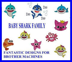 В архиве лежат файлы в форматах : Baby Shark Designs Pes Format Brother Plus 1000 S Of Designs Ebay