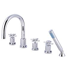 4.4 out of 5 stars. Kingston Brass 3 Handle Deck Mount Roman Tub Faucet With Hand Shower In Chrome The Home Depot Canada