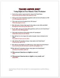 All formats available for pc, mac, ebook readers and other mobile devices. Voting Rights In Four Minutes Video Worksheet By History Wizard