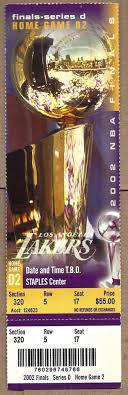 La Lakers 2002 Nba Finals Game 2 Ticket Kobe Bryant Nba Tickets Lakers Nba Finals Game