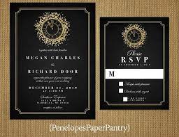 New Year S Eve Wedding Invitation Black Gold Gold Clock Gold Glitter Print Shimmery Custom Printed Invitation Wedding Set New Years Eve Weddings Black Wedding Invitations Printed Invitations