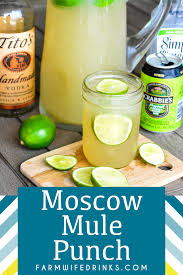Moscow Mule Punch Is The Perfect Large Batch Cocktail Recipe Combining Limeade Ginger Beer And Vodka Gre Moscow Mule Recipe Batch Cocktail Recipe Mule Recipe