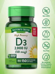 Vitamin D3 | 2000 IU | 150 Softgels | High Potency | Non-GMO, Gluten Free  Supplement | by Nature's Truth : Health & Household - Amazon.com