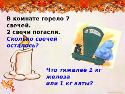 горело 7 свечей 2 свечи погасили сколько свечей осталось Vesyolye Uroki V 3 Klasse