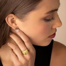 Robaice Gold Chunky Dome Rings for Women, Non Tarnish Trendy